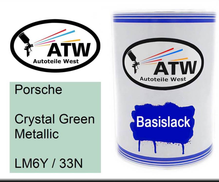 Porsche, Crystal Green Metallic, LM6Y / 33N: 500ml Lackdose, von ATW Autoteile West.
